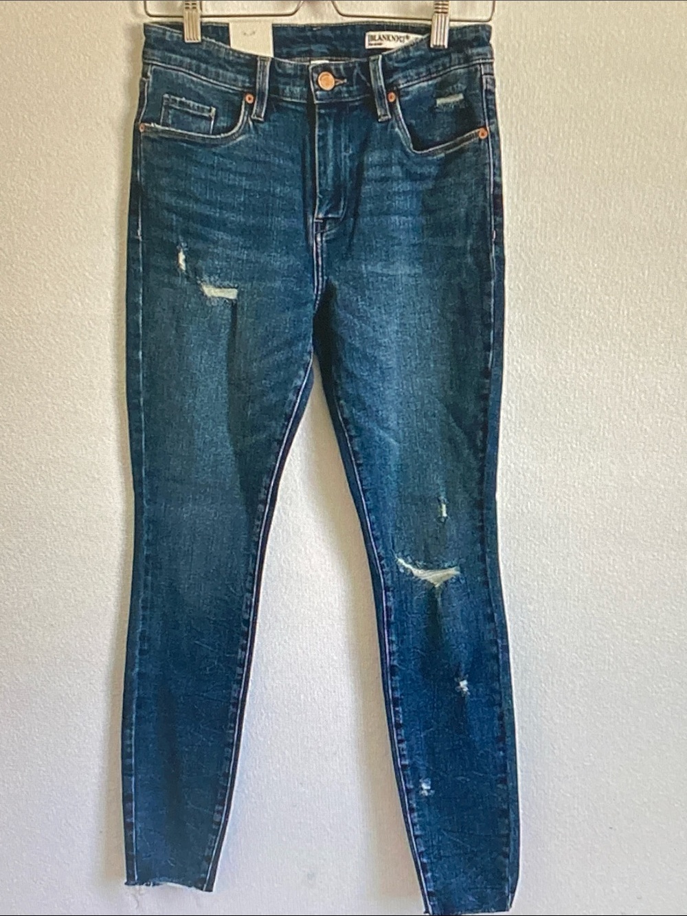 Blank NYC Women's Skinny Distressed Indigo Blue Jeans